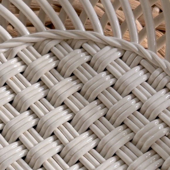 Woven Rose Basket Cream Pink Belleek Ware Bev Sparks Handcrafted 1991 Florida - Picture 6 of 16